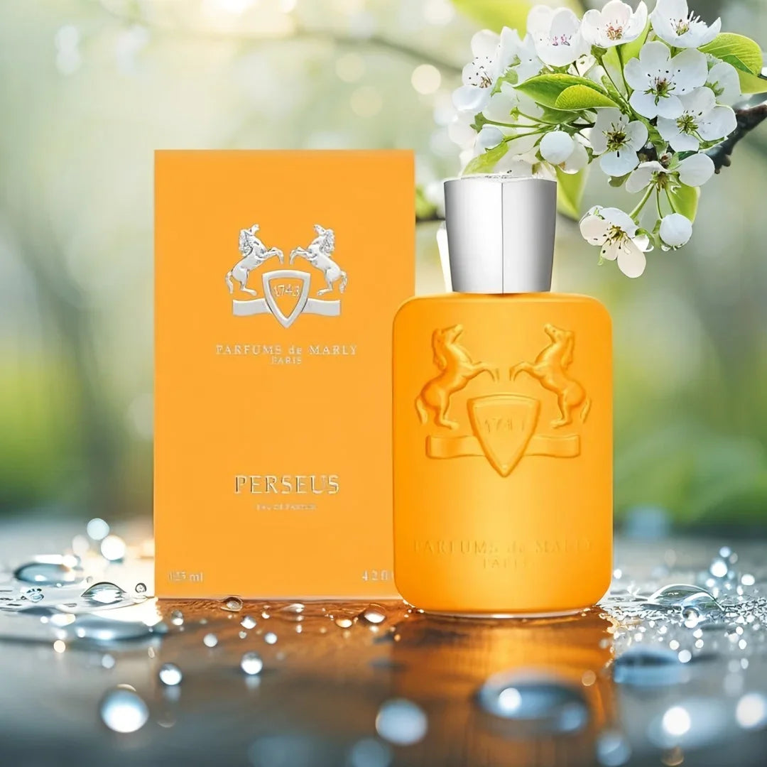 Unisex Parfums de Marly Perseus Eau de Parfum bottle with elegant packaging, 125 ml, showcasing luxurious fragrance design
