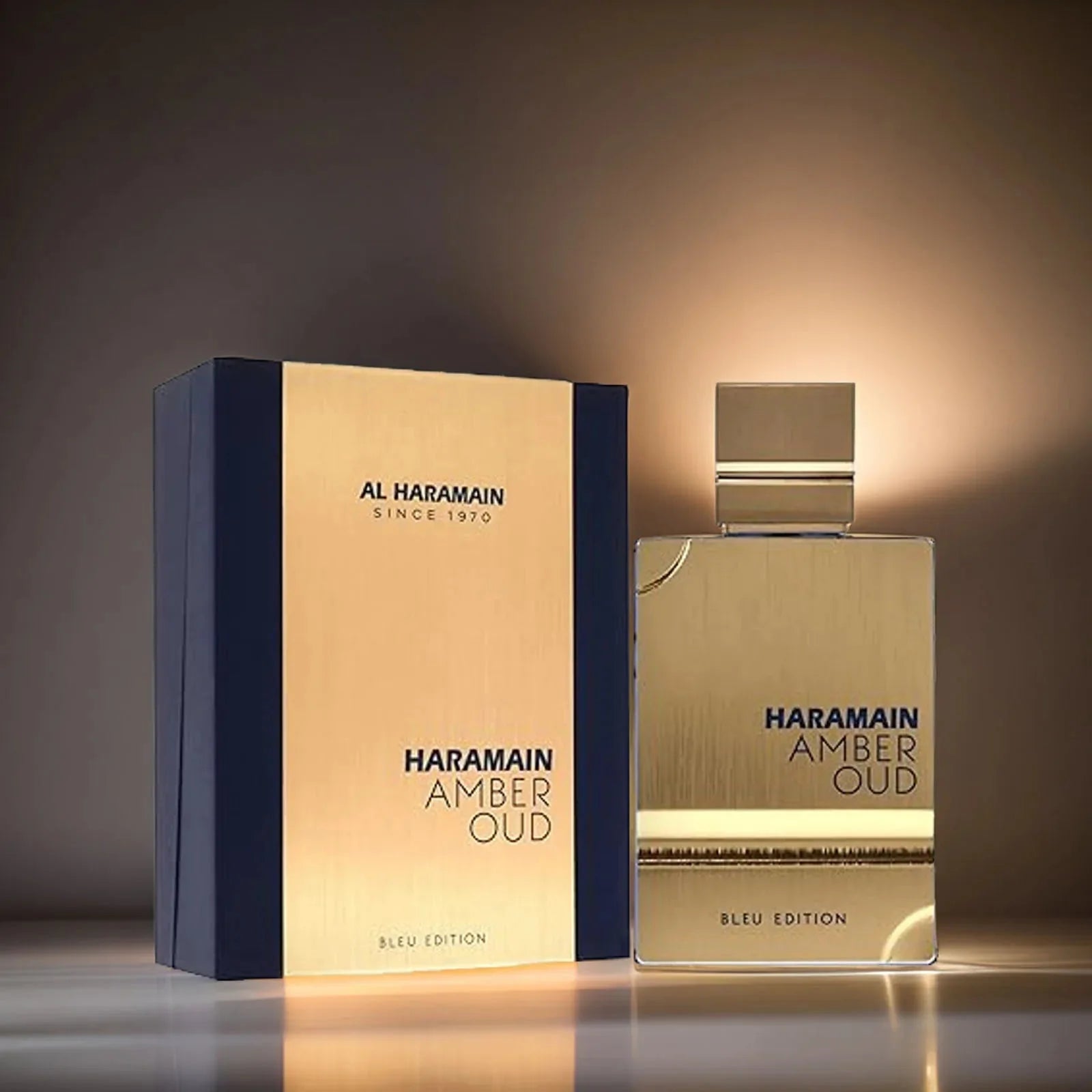 Unisex Al Haramain Amber Oud Blue Edition Eau de Toilette spray in 2oz/60ml bottle with sleek packaging.