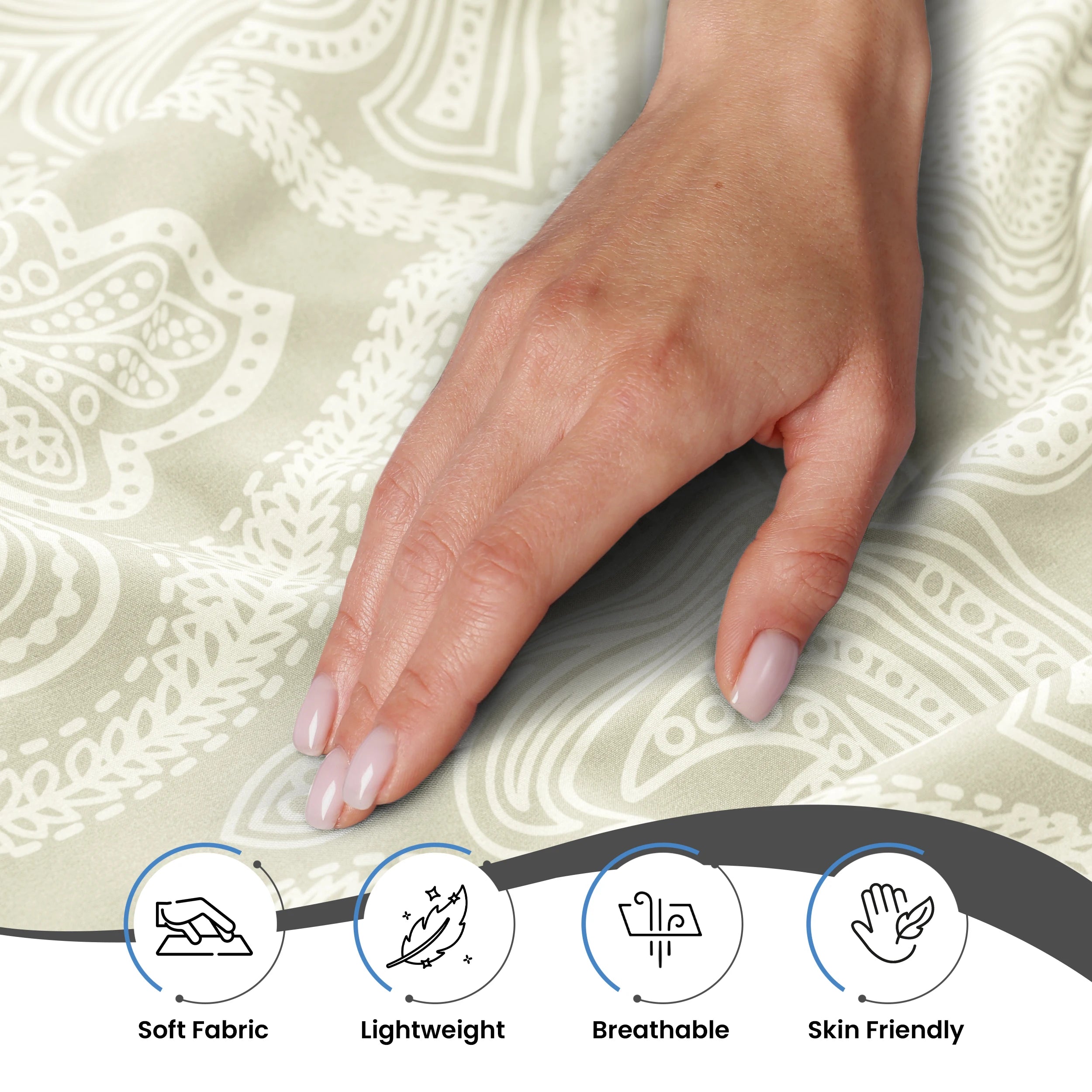 Lux Decor Paisley 6-piece queen sheet set in soft microfiber bedding with paisley pattern, includes fitted sheet, flat sheet, and pillowcases.
