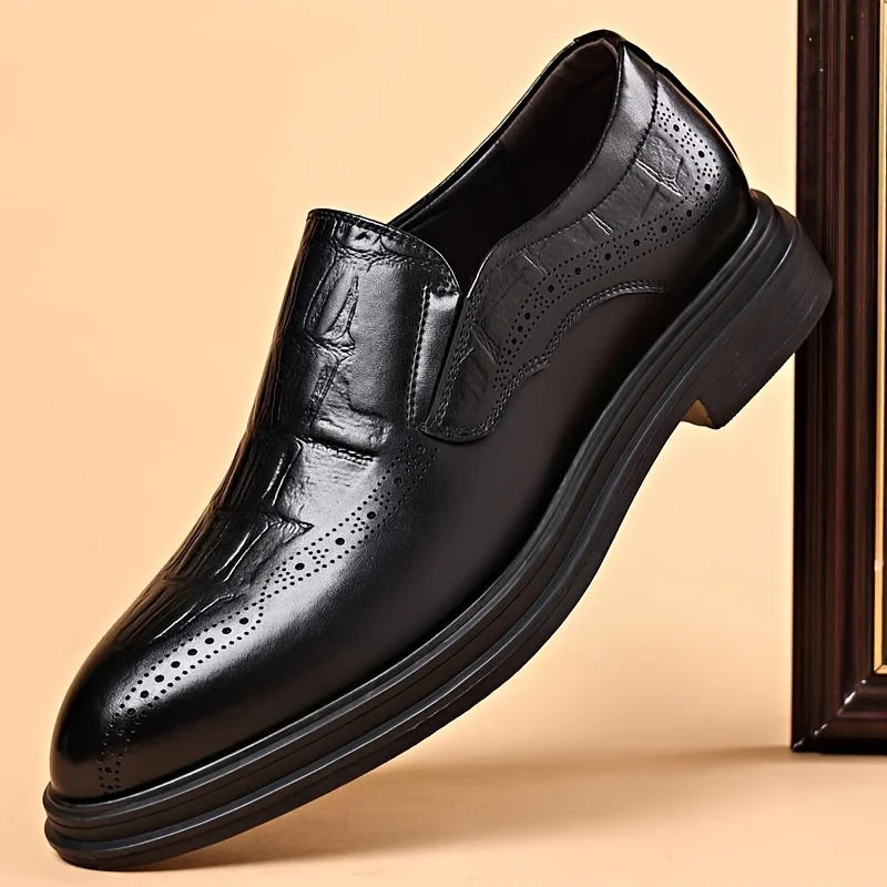 Showlu Men's formal Oxford shoes in bonded leather, classic design, suitable for business dress and formal occasions.
