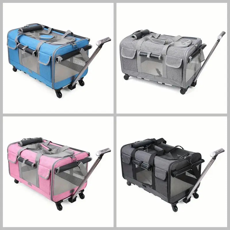 Extra large Showlu Fashion nylon pet trolley case with foldable dog stroller, featuring a spacious design and sturdy wheels.