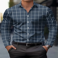 Men's long sleeve plaid shirt in print, Showlu Fashion, suitable for spring and autumn, available in XS to 6XL sizes.