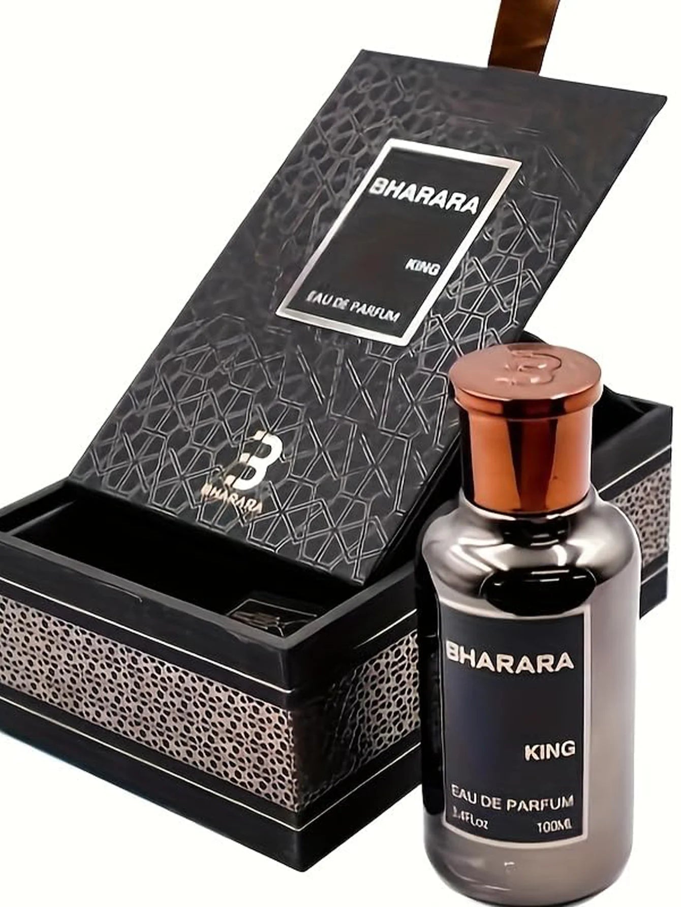 Bharara King Eau de Parfum for Men by Showlu Fashion Store, 3.4 oz citrus amber fragrance bottle with elegant packaging