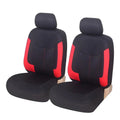 Universal car seat covers with tire track pattern in four colors, fits most vehicle seats for protection and style.