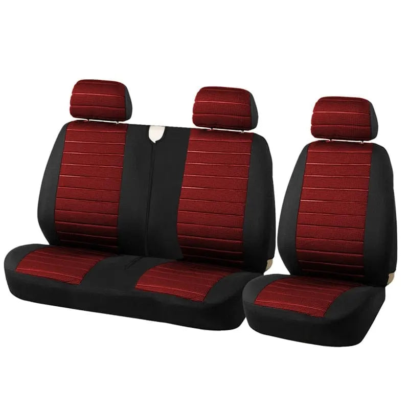 Universal front car seat covers by AUTOYOUTH in jacquard checkered pattern, airbag compatible, fits most cars and SUVs.