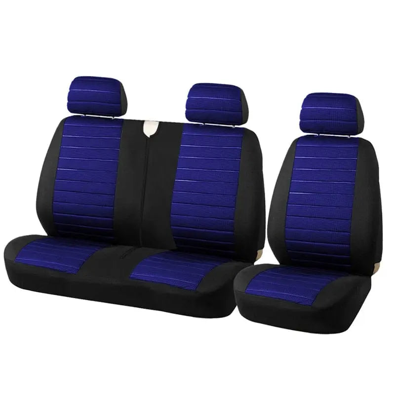 Universal front car seat covers by AUTOYOUTH featuring a jacquard checkered pattern, airbag compatible, fits most cars and SUVs.
