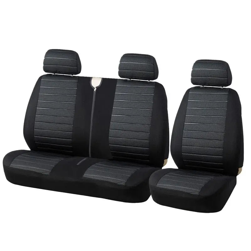 Universal front car seat covers by AUTOYOUTH with jacquard checkered pattern, airbag compatible, fits most cars and SUVs.