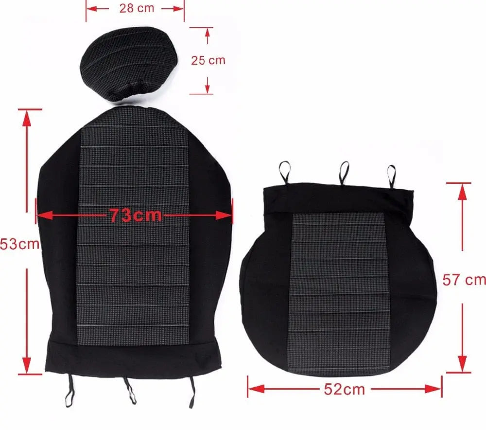 Universal front car seat covers by AUTOYOUTH with jacquard checkered pattern, airbag compatible, fits most cars and SUVs.