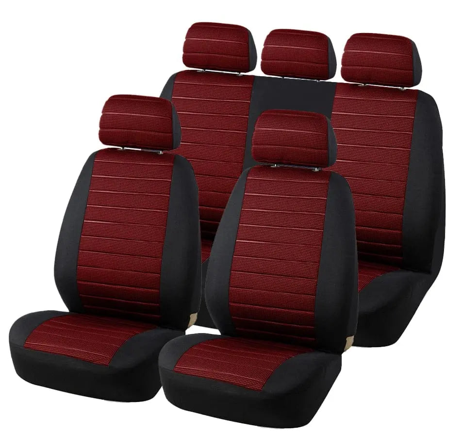 Universal front car seat cover by AUTOYOUTH with checkered jacquard pattern, airbag compatible, fits most cars and SUVs.