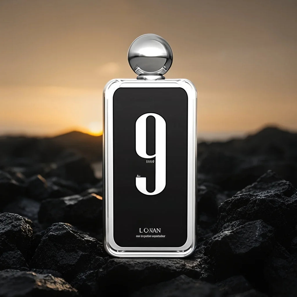 Afnan 9 PM Extrait de Parfum for men, 100ml bottle with floral fragrance, sleek design, and elegant details.