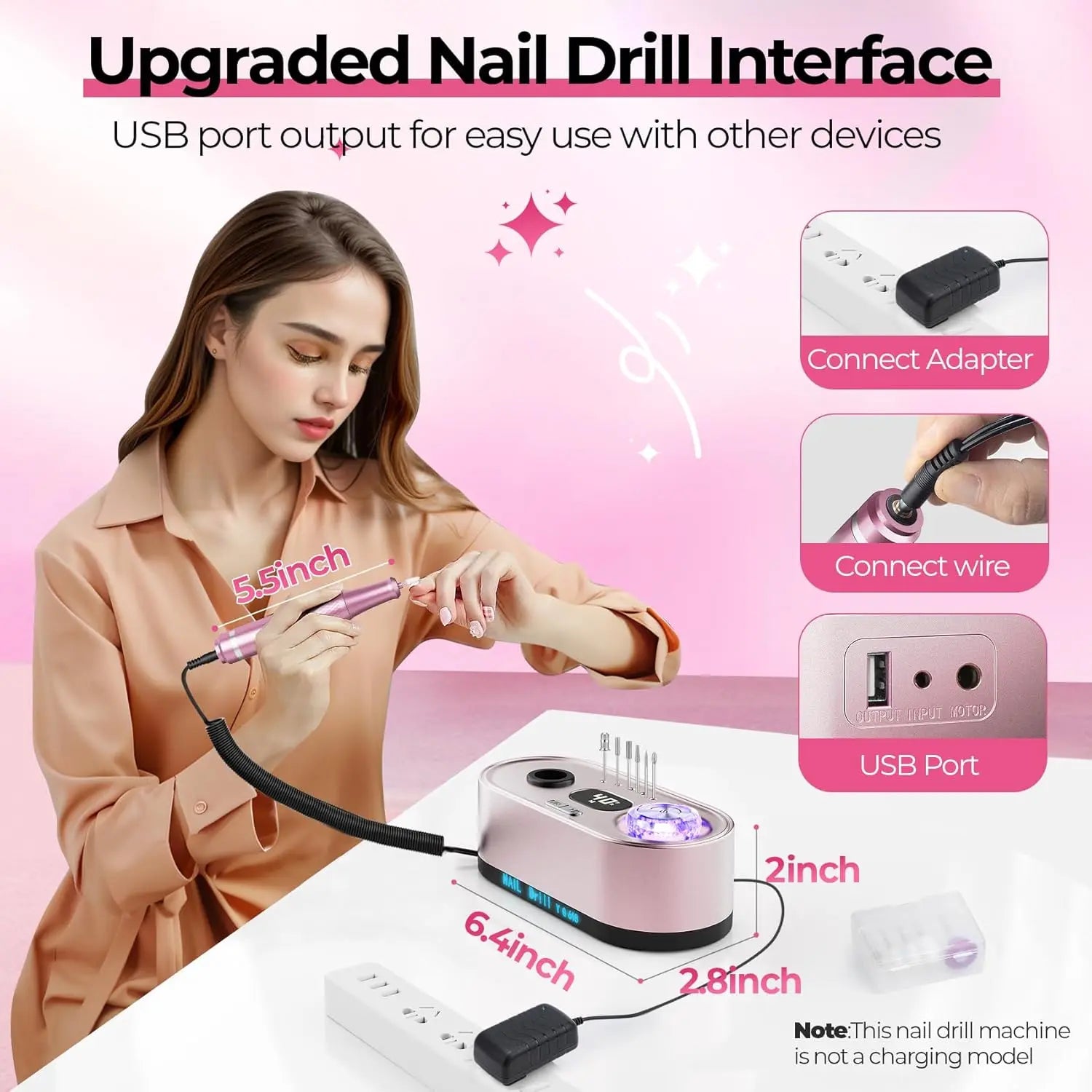 Showlu Smart General electric nail drill machine, portable 20W manicure tool with 12V power for professional nail care.