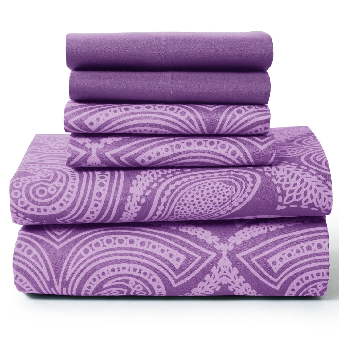 Lux Decor Paisley 6-piece queen sheet set with soft microfiber bedding featuring a stylish paisley pattern and comfortable fit.