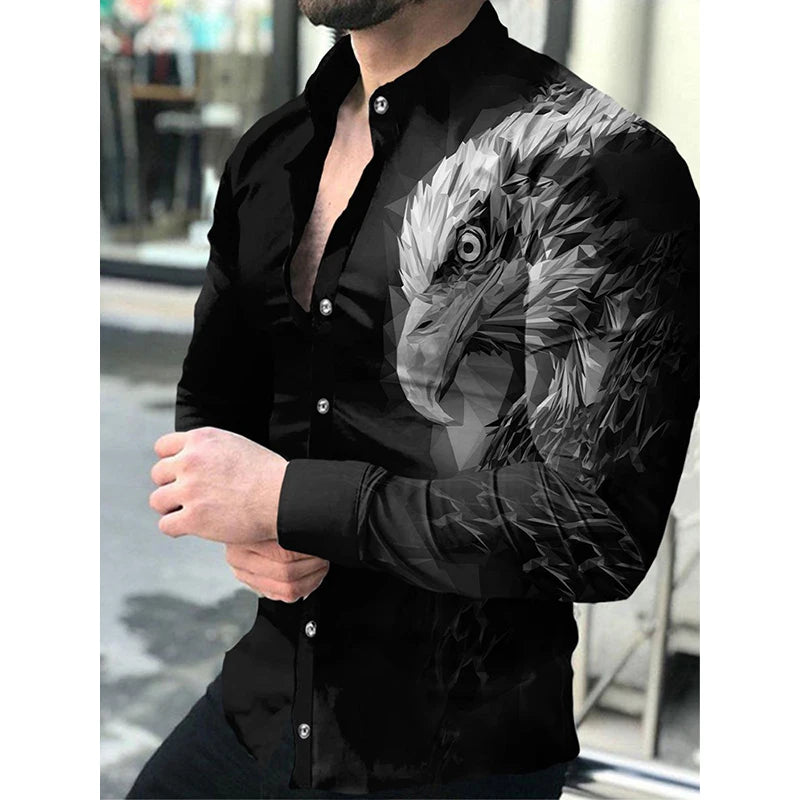 Fashion Men's Designer Starry Sky Purple Blue Gold Luxury Social Men's Shirt Lapel Large Size Casual Dot Print Long Sleeve Top