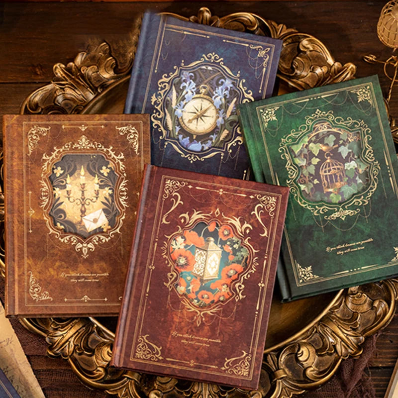 Vintage style Mr. Paper Notebook Set with 192 gold foil retro stationery pieces, featuring classic and elegant designs.