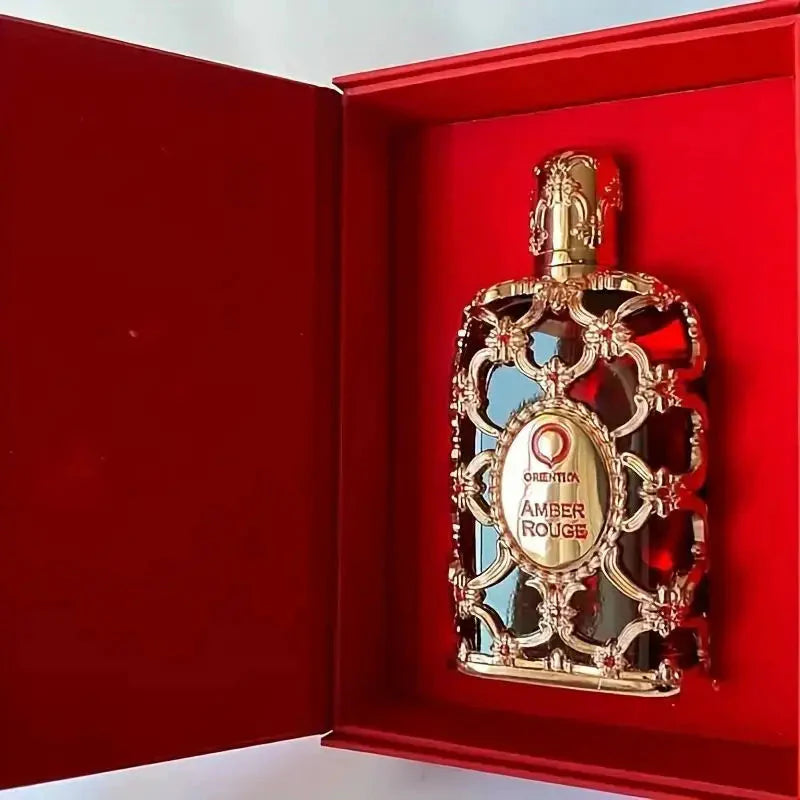 Orientical Royal Amber Rouge perfume for women in 2.7oz floral Eau de Parfum, featuring amber and floral notes.