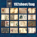 Vintage style Mr.Paper notebook set with 192 gold foil retro stationery pieces displayed in a colorful arrangement.