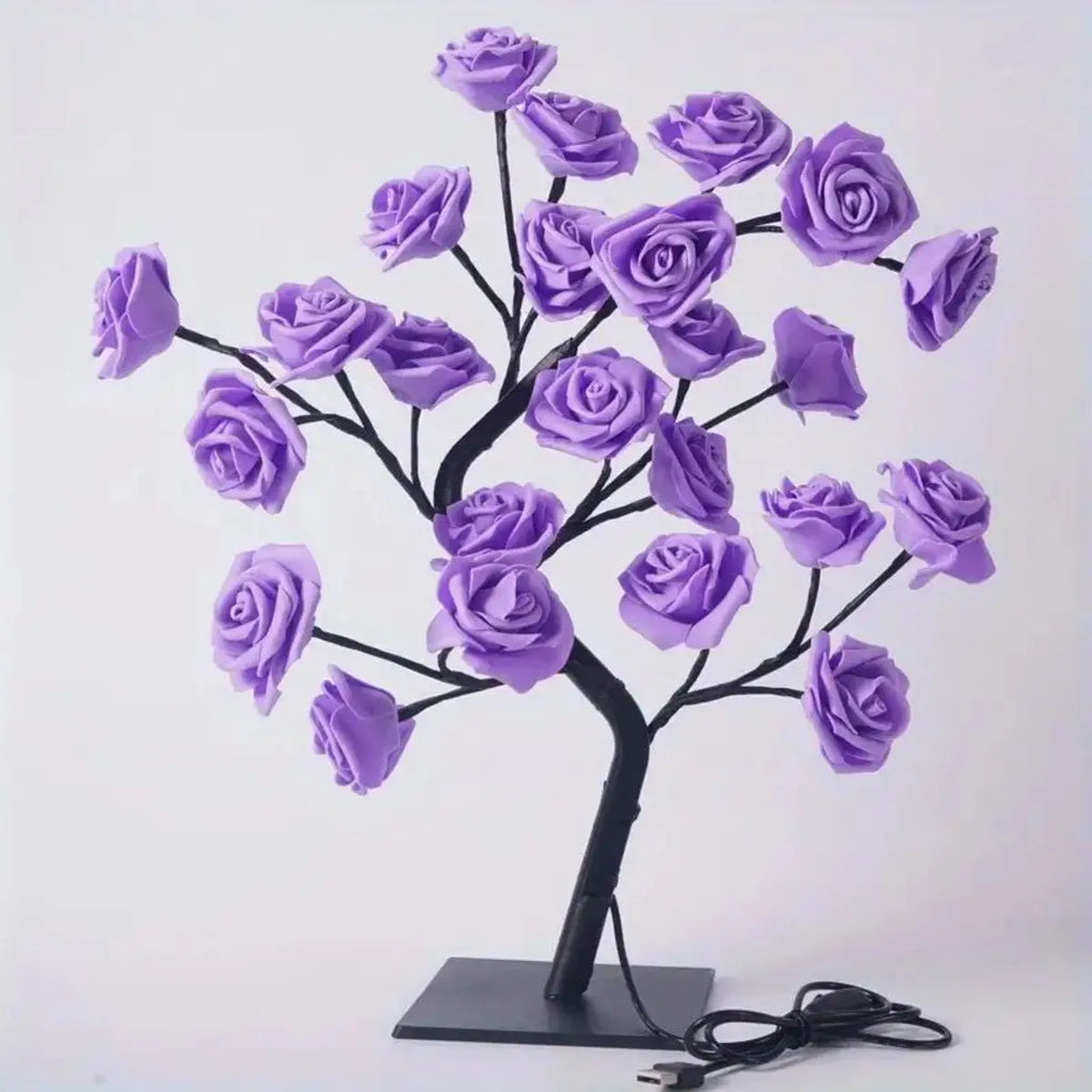 SHOWLU Rose Tree Lamp DIY flower fairy night light with pink roses and delicate branches for enchanting home decor.