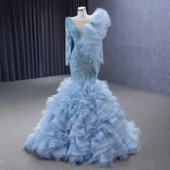 Jancember 222146 Fashion Illusion Blue Formal Evening Party Dresses for Girls