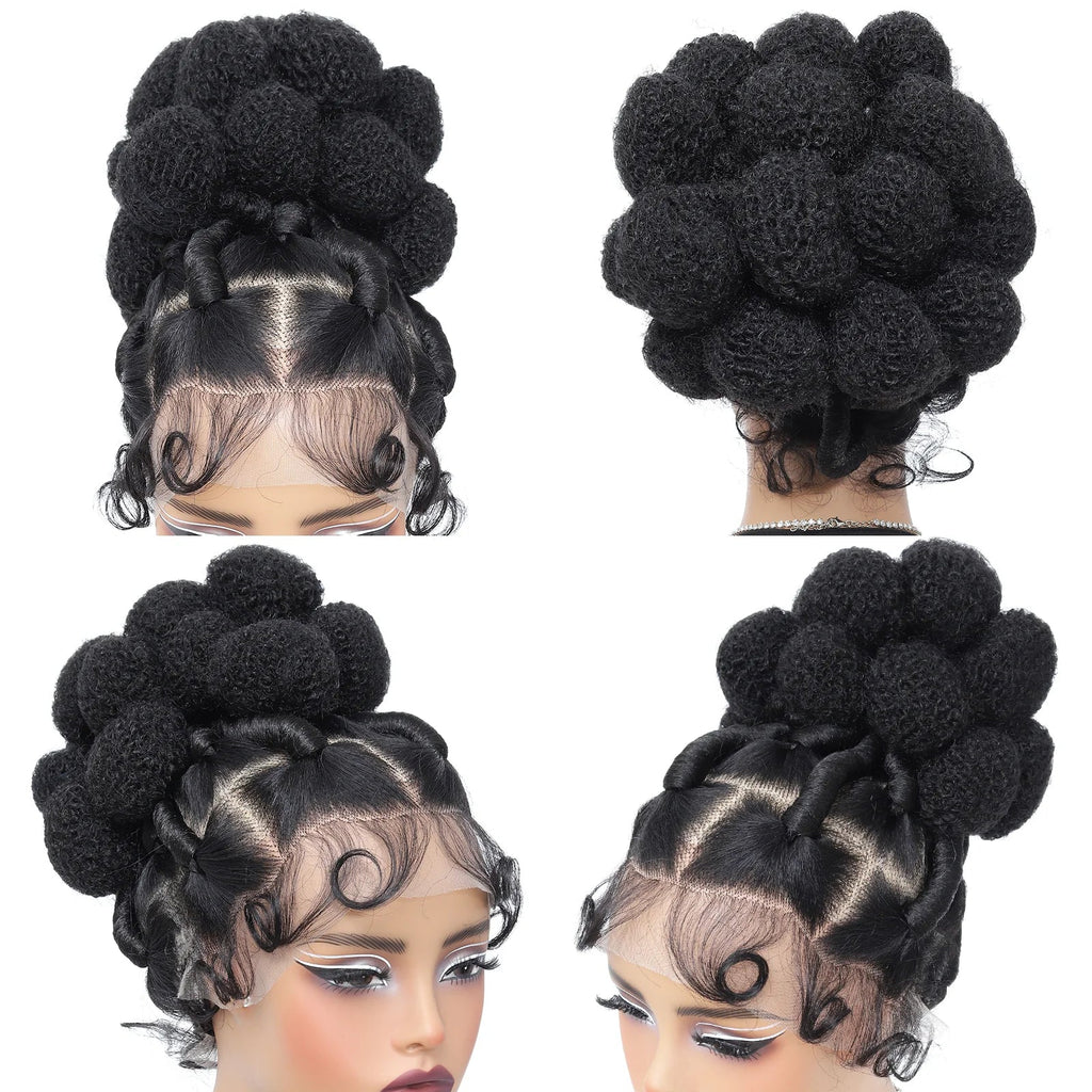 11-inch full lace Bantu braided wig with baby hair, short Afro style from SHOWLU FASHION STORE.