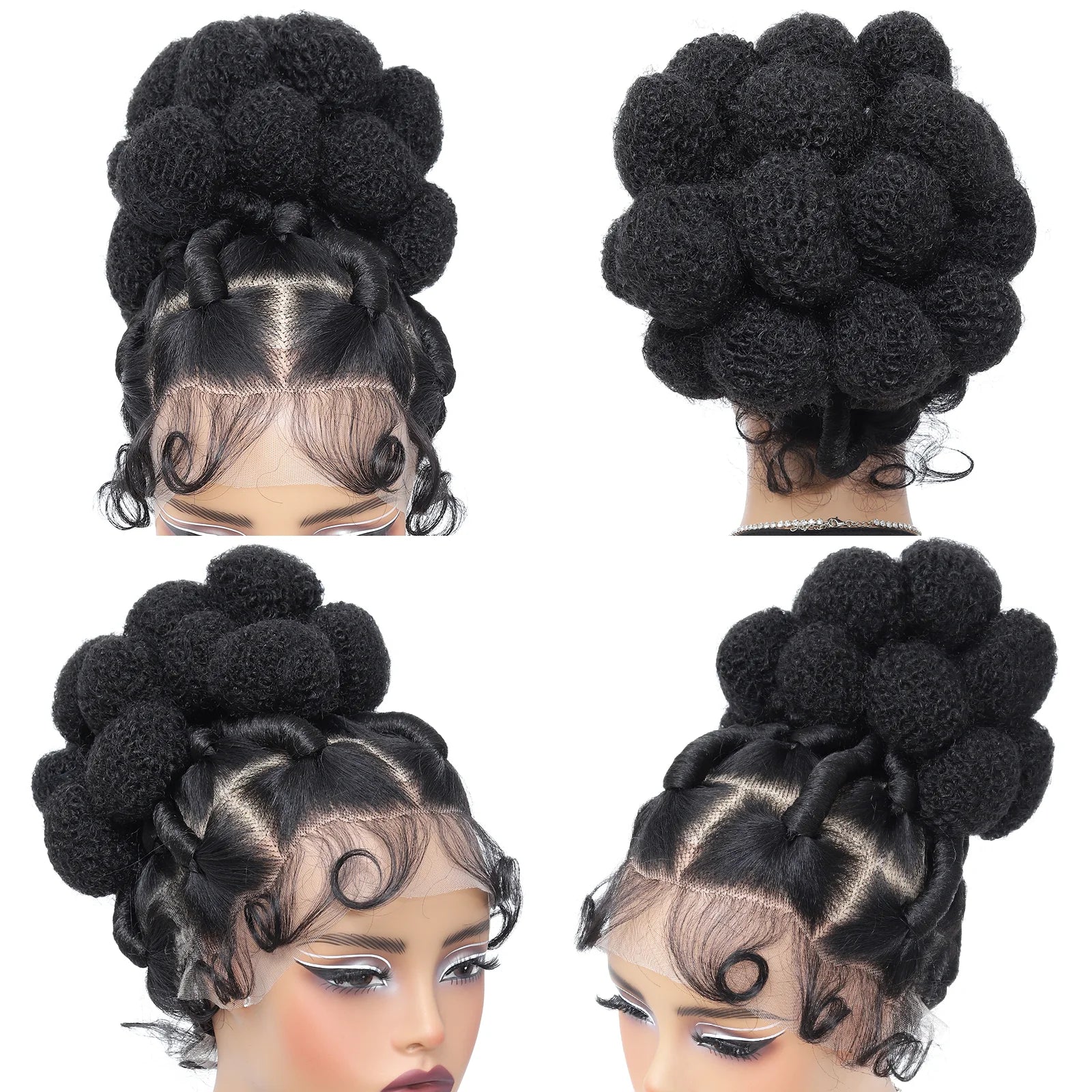 11-inch full lace Bantu braided wig with baby hair, short Afro style from SHOWLU FASHION STORE.