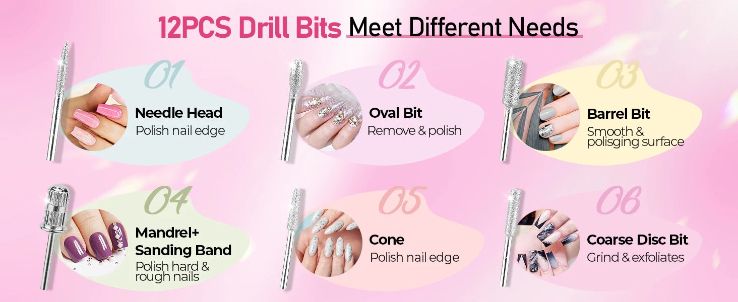 Showlu Smart General electric nail drill with 20W power, portable manicure machine, 12V compact design for professional nail care.