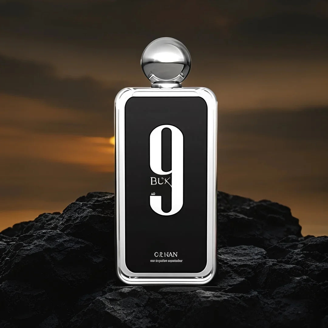 Afnan 9 PM Extrait de Parfum for Men, 100ml bottle with floral fragrance, sleek design, and elegant packaging.