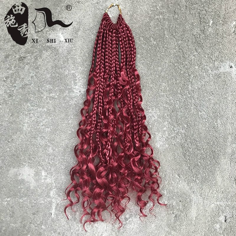 African black faux locs crochet hair extensions with three-strand braid style from Showlu Fashion Store.
