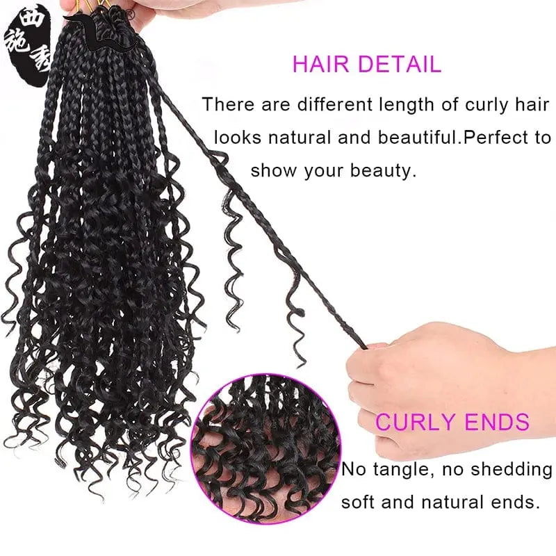 African black faux locs crochet hair extensions with three-strand braid style, showing goddess-inspired dreadlock look from Showlu Fashion Store.