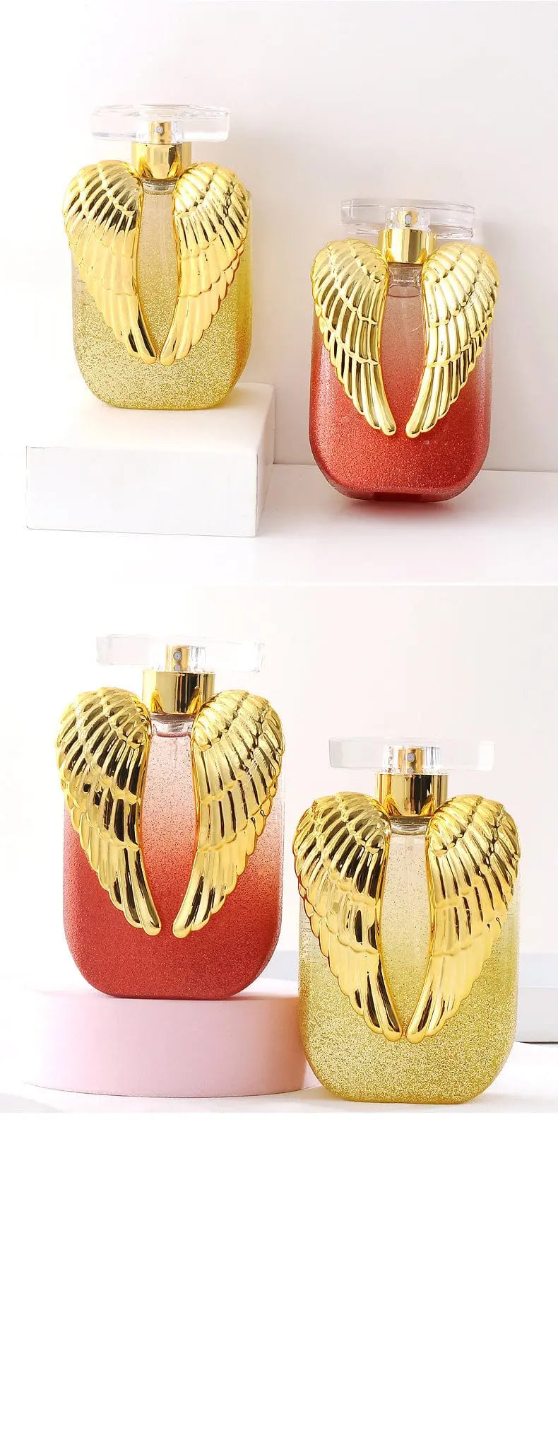 Showlu Angel Wings Girl perfume bottle, elegant fresh light fragrance, 100ml, long-lasting perfume with angel wing design.