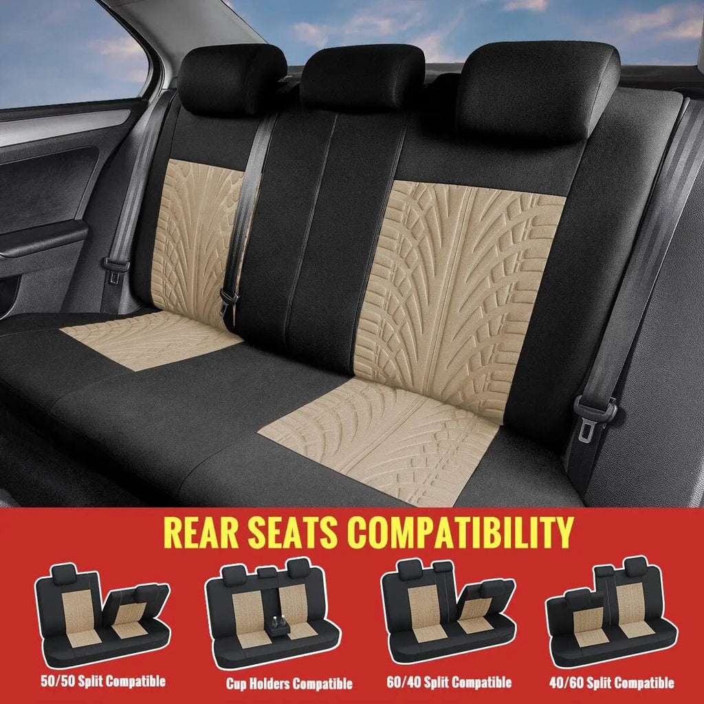 AutoYouth universal car seat covers by Showlu Fashion Store, full set of premium cloth covers for front and rear seats with airbag compatibility.