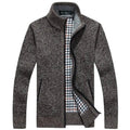 Men's thick wool sweater coat with faux fur zipper, knit cardigan, warm winter casual outerwear, by Showlu Fashion Store.