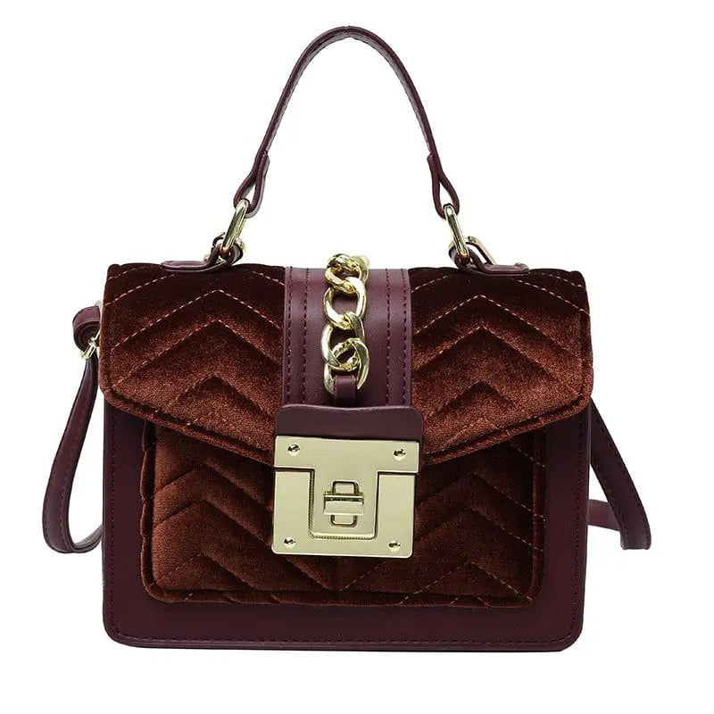 Showlu Designer Velvet Shoulder Bag for women, luxury fashion handbag with elegant velvet material and structured design.