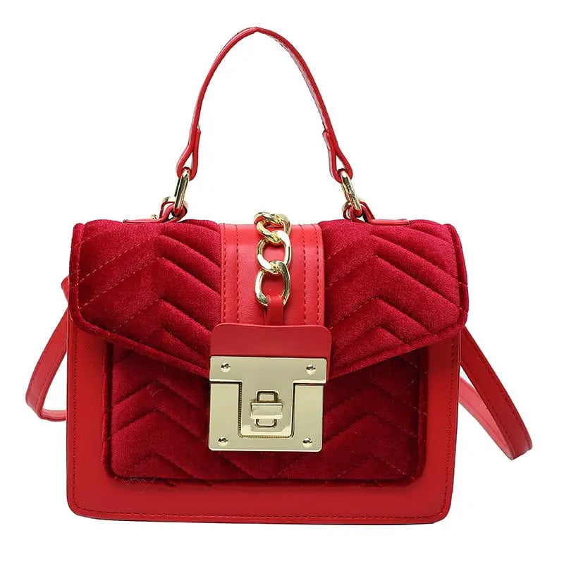 Showlu Designer velvet shoulder bag for women, luxury handbag with elegant leather accents, stylish and fashionable for ladies.