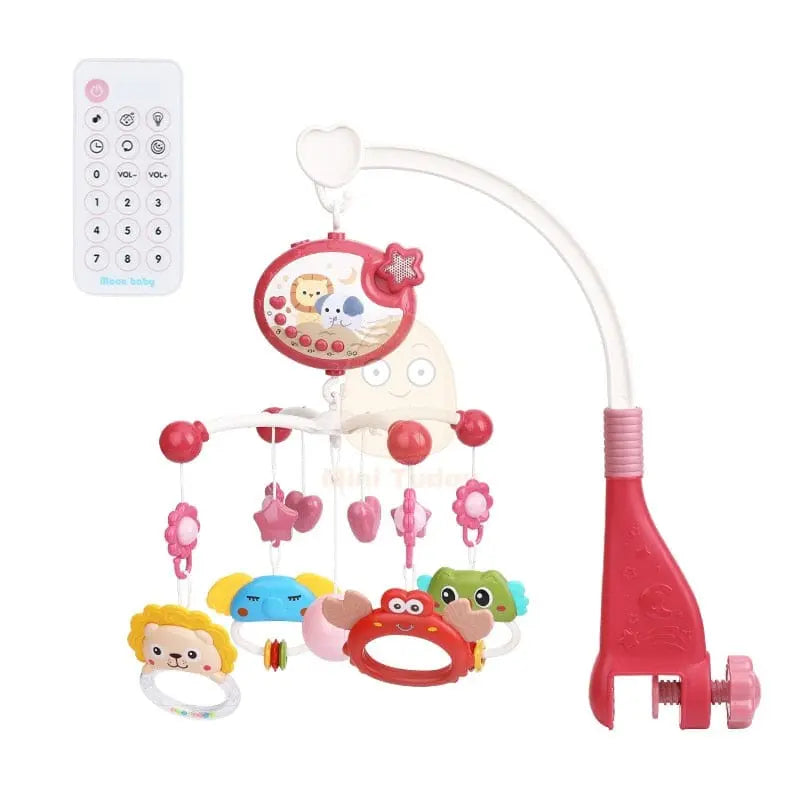 Mini Tudou baby crib mobile with musical projector, rotating rattle toy, night light, and educational features for infants up to 12 months