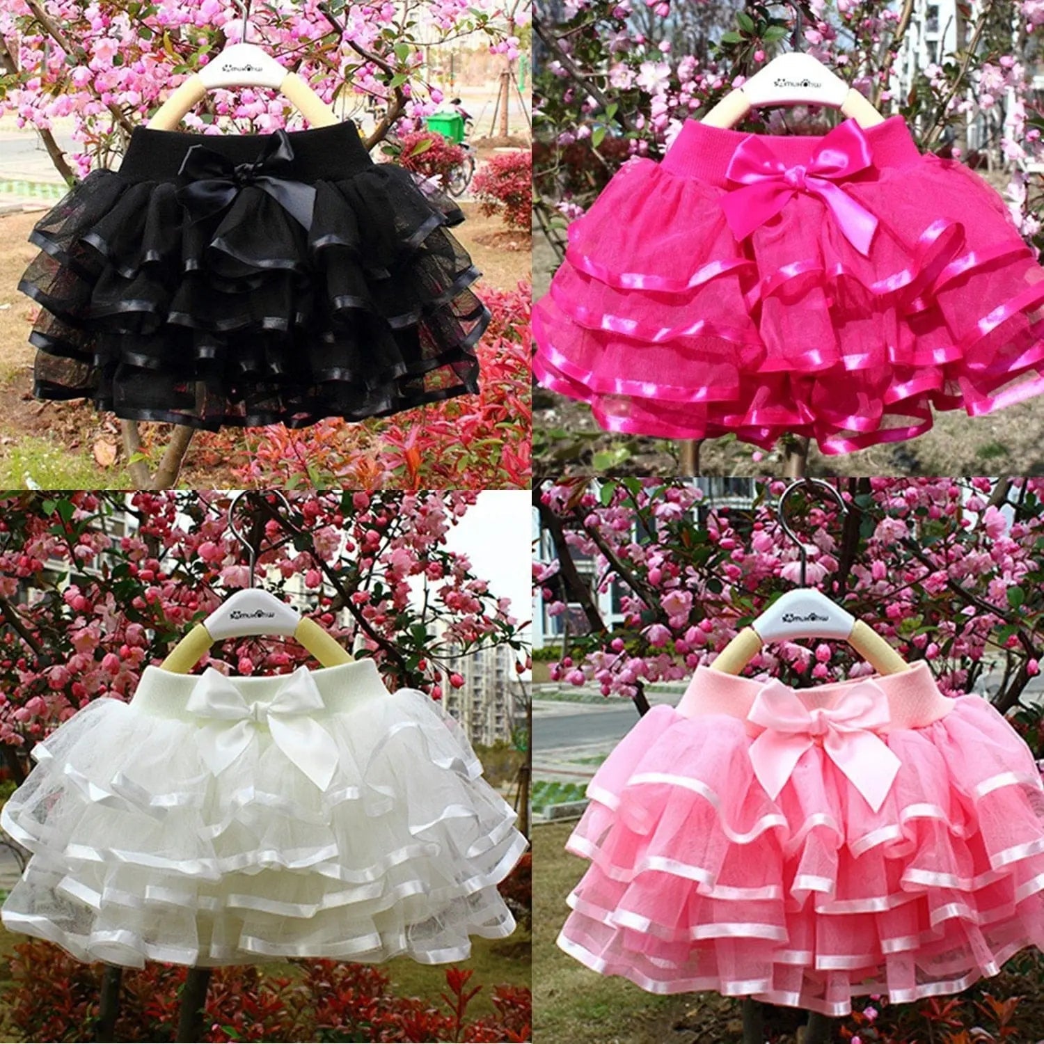 Baby girl rainbow tutu skirt by Showlu Fashion Store, tulle ballet dance pettiskirt for kids, perfect for summer and parties.