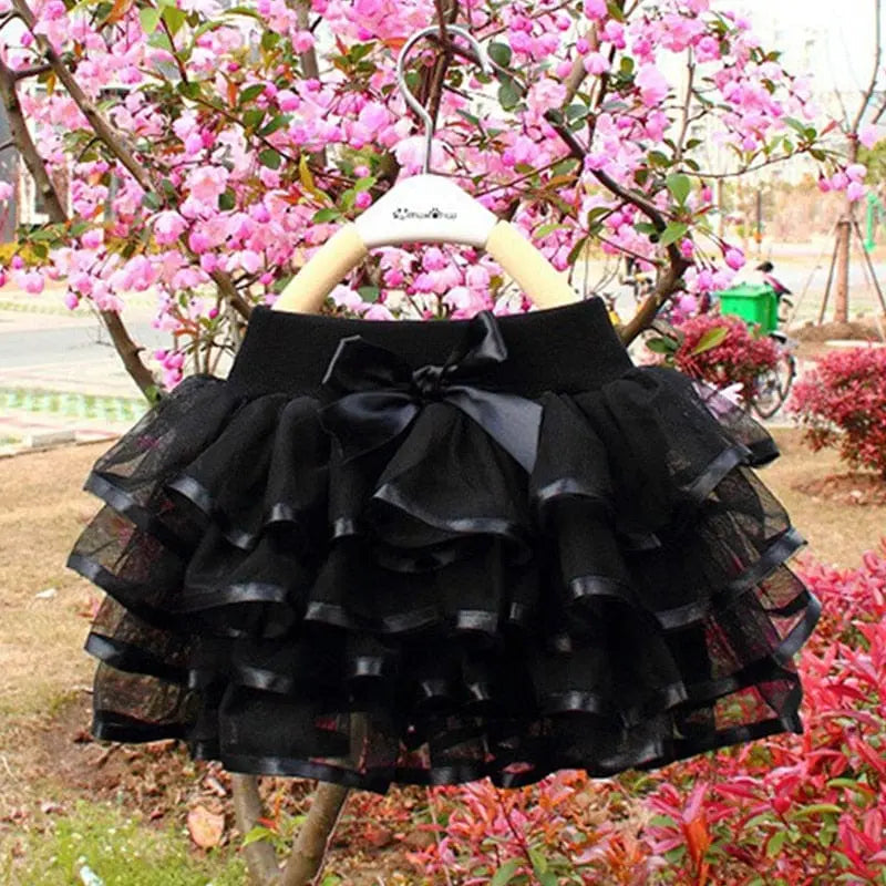 Baby girl rainbow tutu skirt by Showlu Fashion Store, tulle ballet dance pettiskirt for summer kids' party and ballet performances.