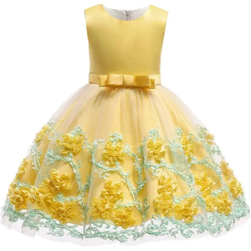 Baby girl lace tutu princess dress with floral embroidery, elegant party gown for girls by Showlu Fashion Store.