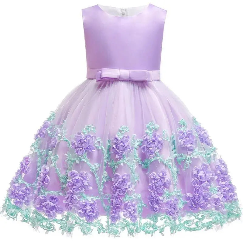 Baby girls' lace tutu princess dress with floral embroidery, perfect for birthdays and parties, by Showlu Fashion Store.