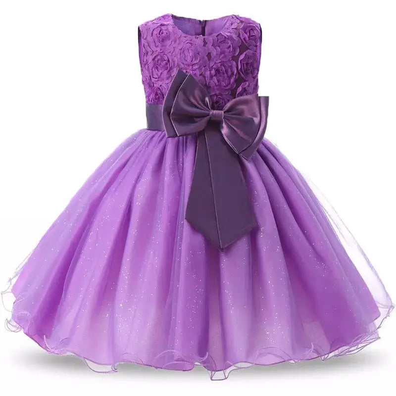 Baby girls' lace tutu princess dress with floral embroidery, elegant party gown for girls by Showlu Fashion Store.
