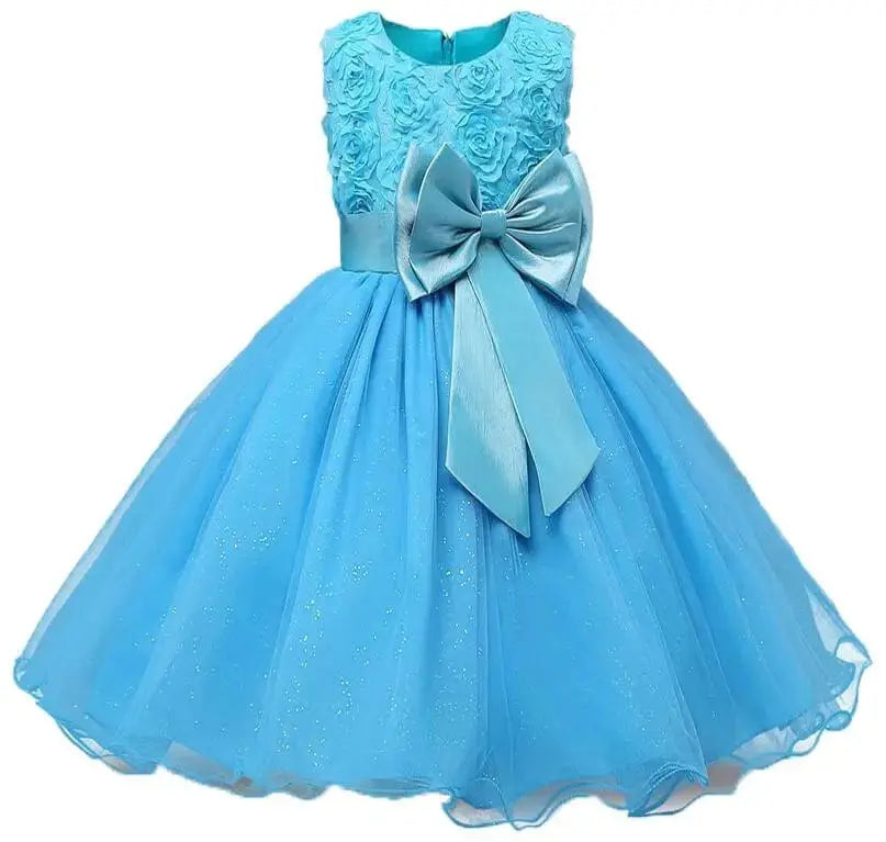 Baby girls' lace tutu princess dress with floral embroidery, elegant party gown for girls by Showlu Fashion Store.