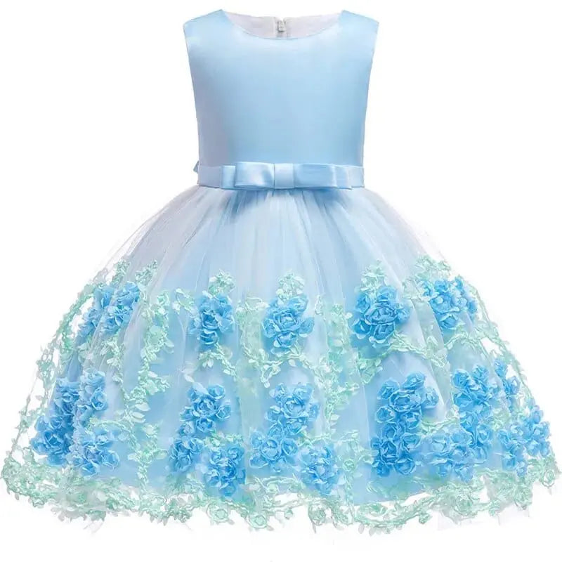 Baby girls' lace tutu princess dress with floral embroidery, suitable for birthdays and parties, by Showlu Fashion Store.