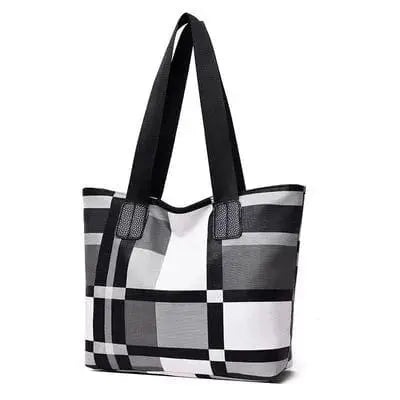 Large contrast color PU leather tote bag for women, stylish Korean-inspired design with spacious interior from Showlu Fashion Store.