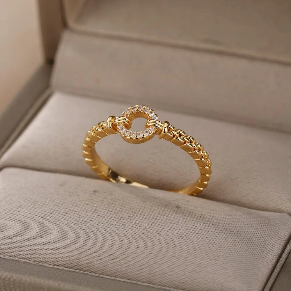 Elegant stainless steel bee and butterfly adjustable ring with cubic zirconia accents, designed for women, birthday jewelry.