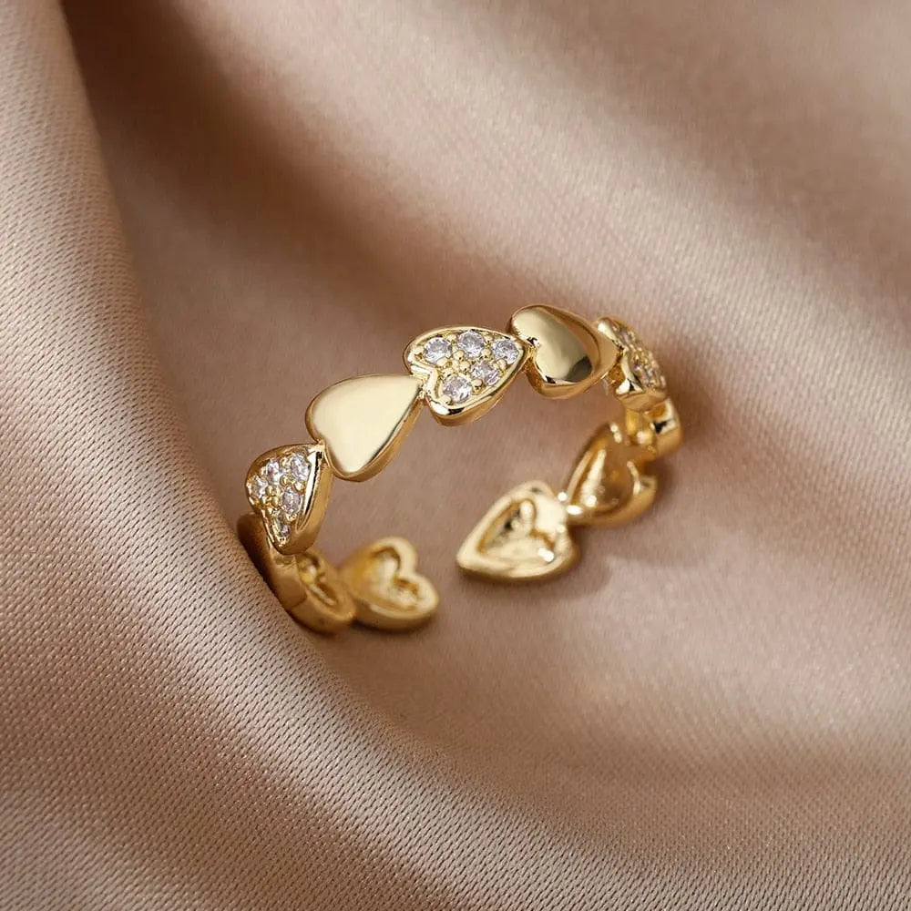 Adjustable stainless steel bee and butterfly ring with cubic zirconia accents, elegant jewelry for women by Showlu Store Nation.