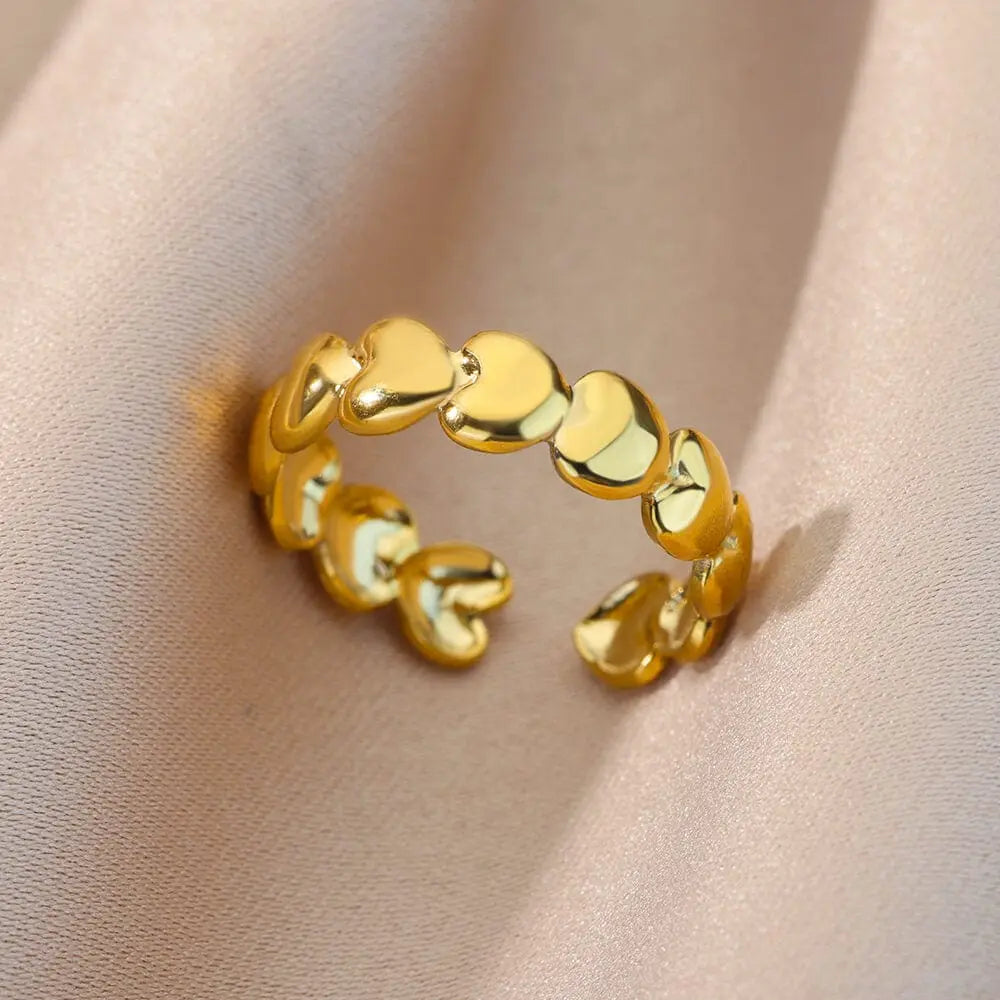 Adjustable stainless steel bee and butterfly ring with cubic zirconia accents, elegant jewelry for women.