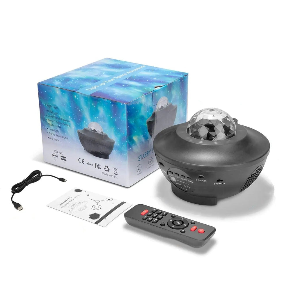 Biumart PRO Galaxy Projector by Showlu Fashion Store showing WiFi-controlled starry night light with remote, rechargeable LED home decor.