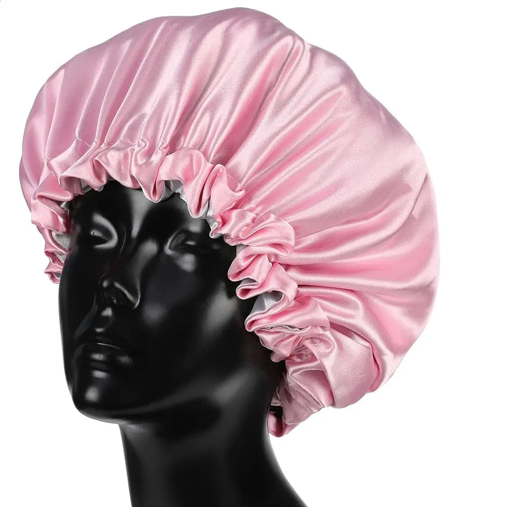 Showlu Store double-layer satin bonnet for mom and baby, silky sleep cap with high-quality soft satin fabric, large head wrap