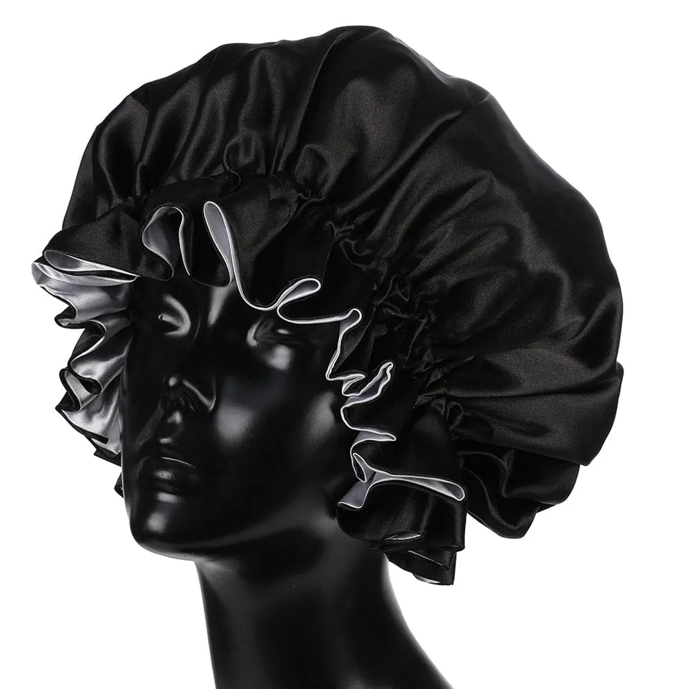 Showlu Store double-layer satin bonnet for mom and baby, silky sleep cap with a soft, high-quality satin finish.