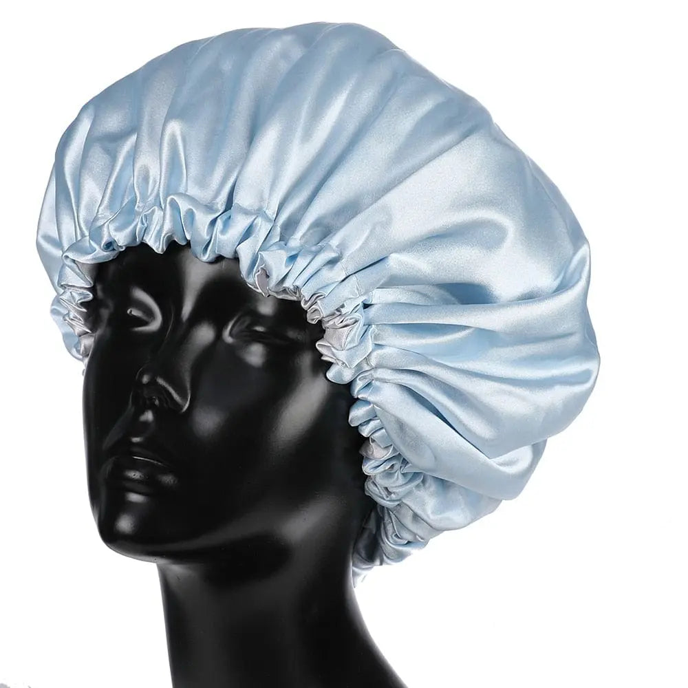 Showlu Store double-layer satin bonnet for mom and baby, silky sleep cap with high-quality satin fabric and comfortable fit
