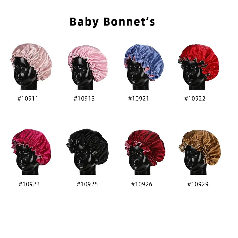 Showlu Store double-layer satin bonnet for mom and baby, silky sleep cap with high-quality satin fabric and comfortable fit